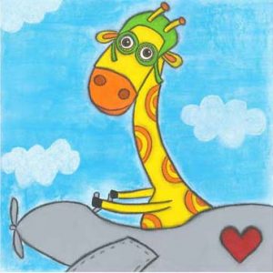 Picture of giraffe in an airplane