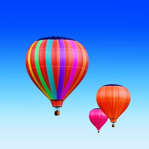 Hot air balloons on blue sky
